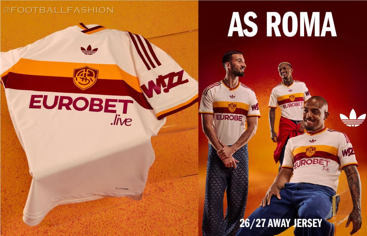 AS Roma 2026/27 adidas home, away, and third kit jerseys