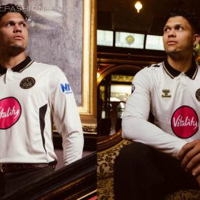 Bournemouth 2026/27 third kit featuring a cream shirt with a black fold-over collar, black hummel chevrons, and embroidered black and gold Cherry logo.