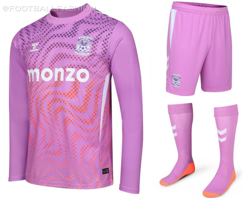 Coventry City 2026/27 third kit front view, purple hummel jersey with halftone dot pattern and white club crest