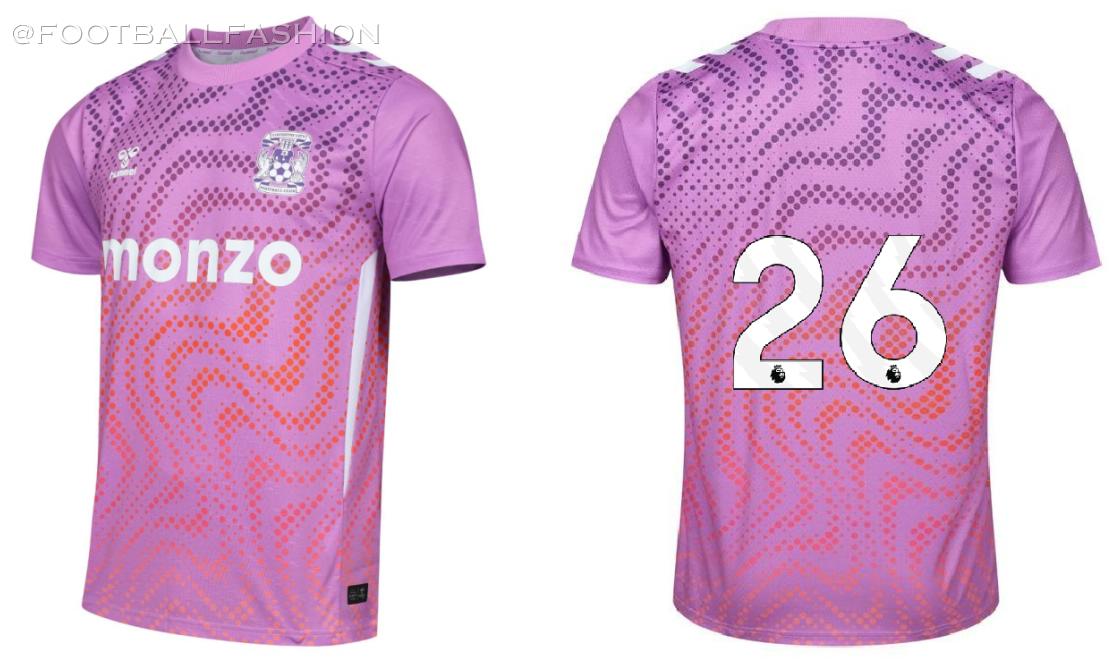 Coventry City 2026/27 third kit front view, purple hummel jersey with halftone dot pattern and white club crest