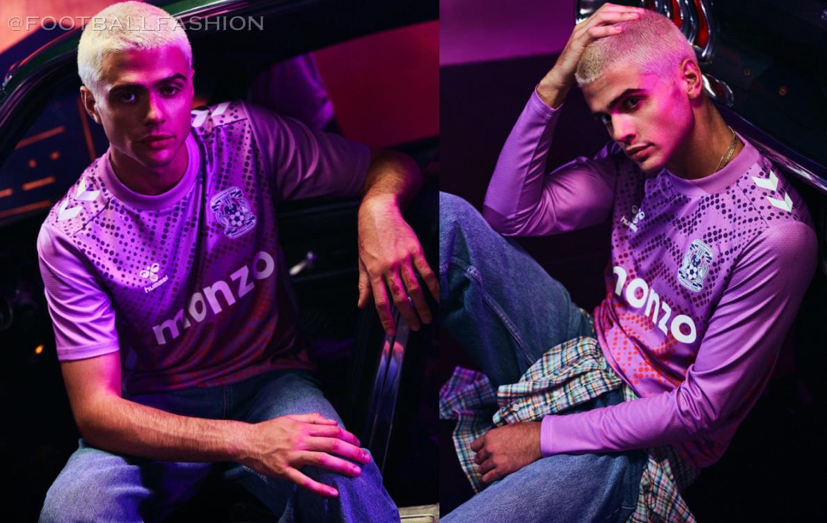 Coventry City 2026/27 third kit front view, purple hummel jersey with halftone dot pattern and white club crest
