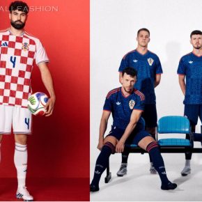 The official adidas Croatia 2026/27 jersey collection featuring the red-and-white home shirt and deep blue away kit.