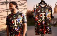 FC Bayern 2026 Jersey featuring a vibrant floral Oktoberfest design and classic adidas trefoil logo.