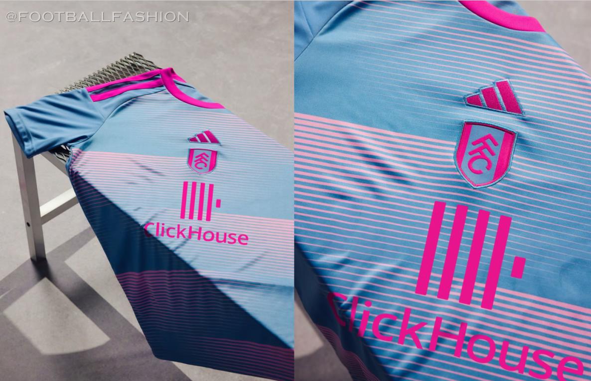Fulham FC 2026/27 adidas third kit jersey in light blue and neon pink