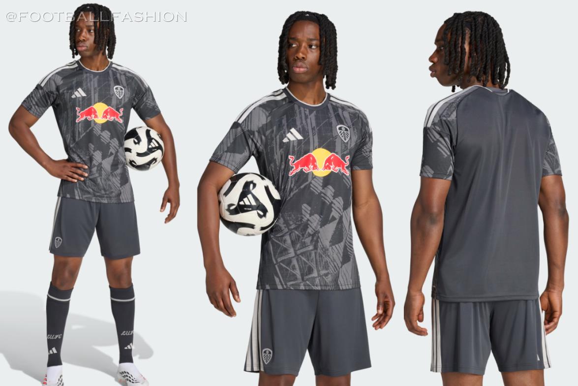 Carbon grey and silver adidas third Leeds 2026/27 kit featuring an all-over architectural graphic