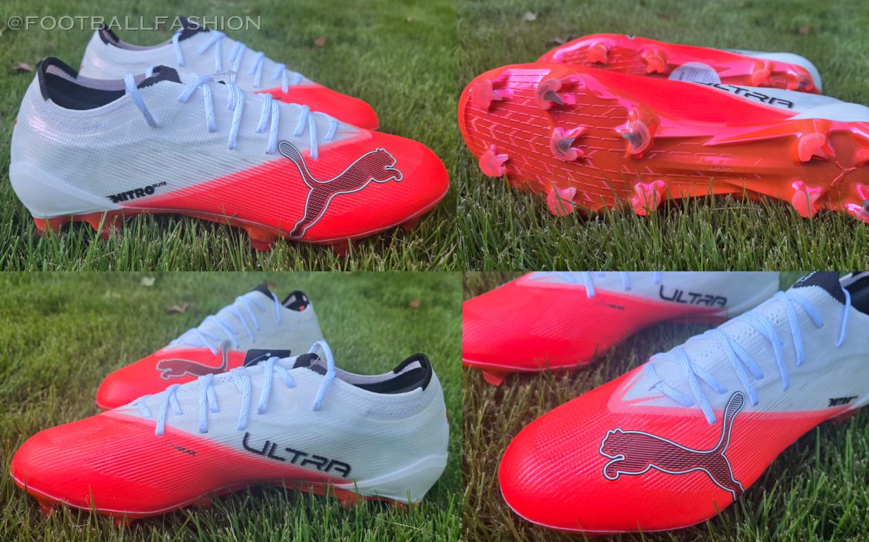 PUMA ULTRA NITRO 7 firm ground soccer boots resting on a natural grass pitch