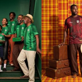 Guadeloupe 2026/27 jersey collection by Tempo featuring the red home, green away and black and gold third kits