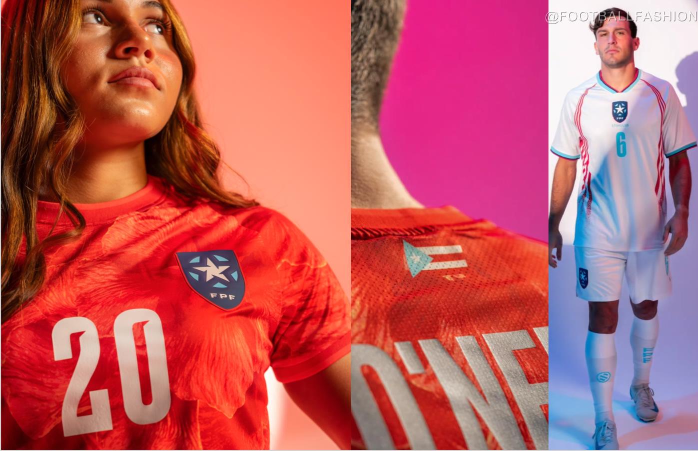 Puerto Rico 2026/27 home, away, and third soccer jerseys designed by Stimulus and the Federación Puertorriqueña de Fútbol