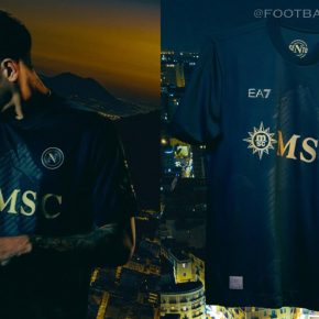 SSC Napoli 2026/27 Jersey featuring the EA7 Euro Third kit in Navy Blue and Gold Sahara Sun