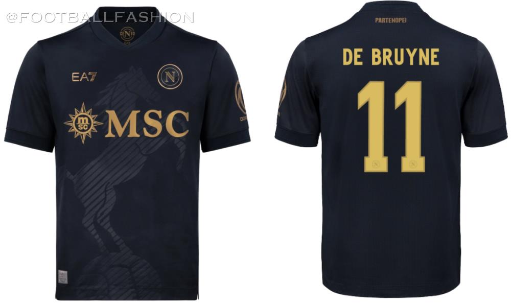 SSC Napoli 2026/27 Jersey featuring the EA7 Euro Third kit in Navy Blue and Gold Sahara Sun